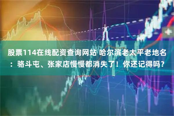 股票114在线配资查询网站 哈尔滨老太平老地名：骆斗屯、张家店慢慢都消失了！你还记得吗？